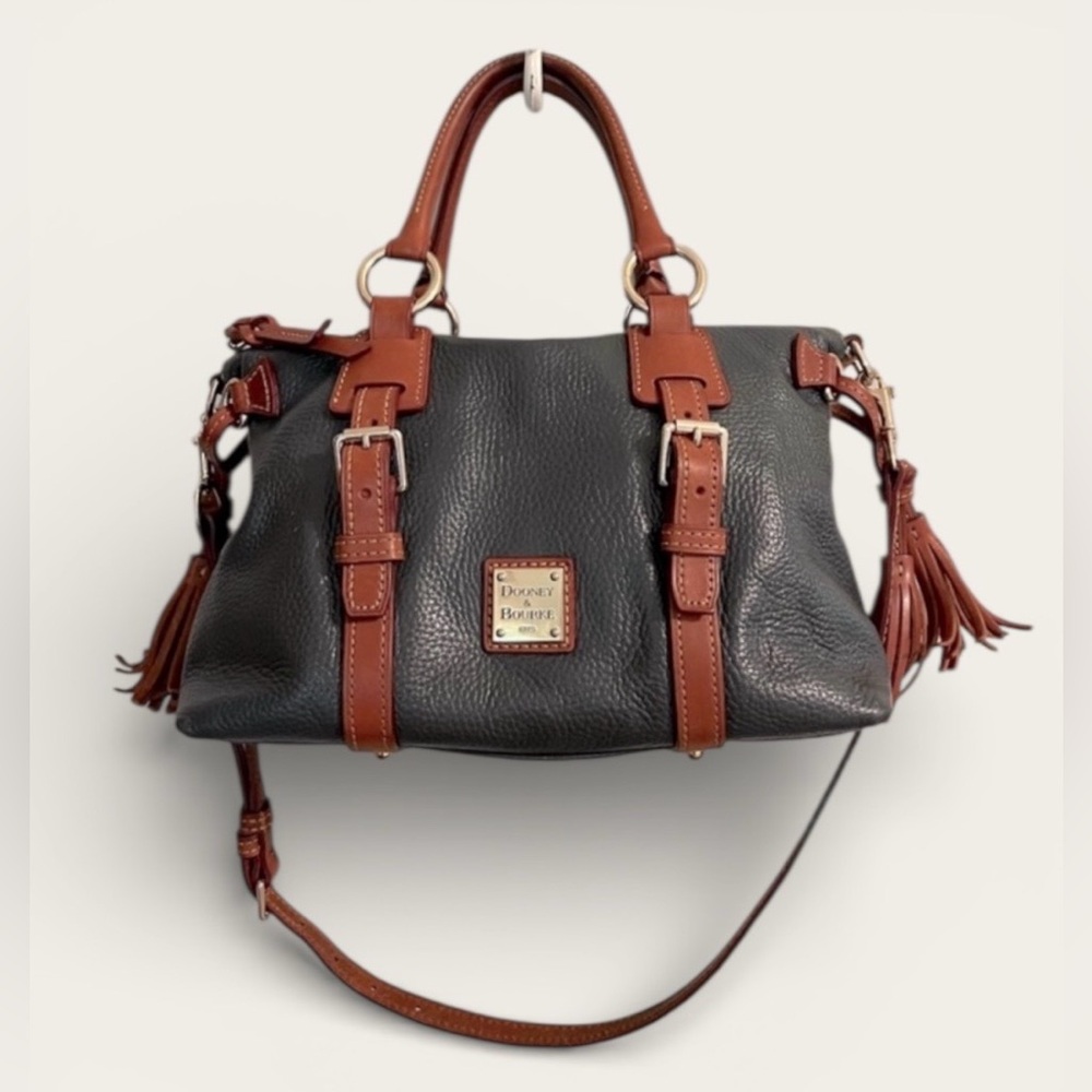 Dooney & Bourke Black Satchel with Tan Accents